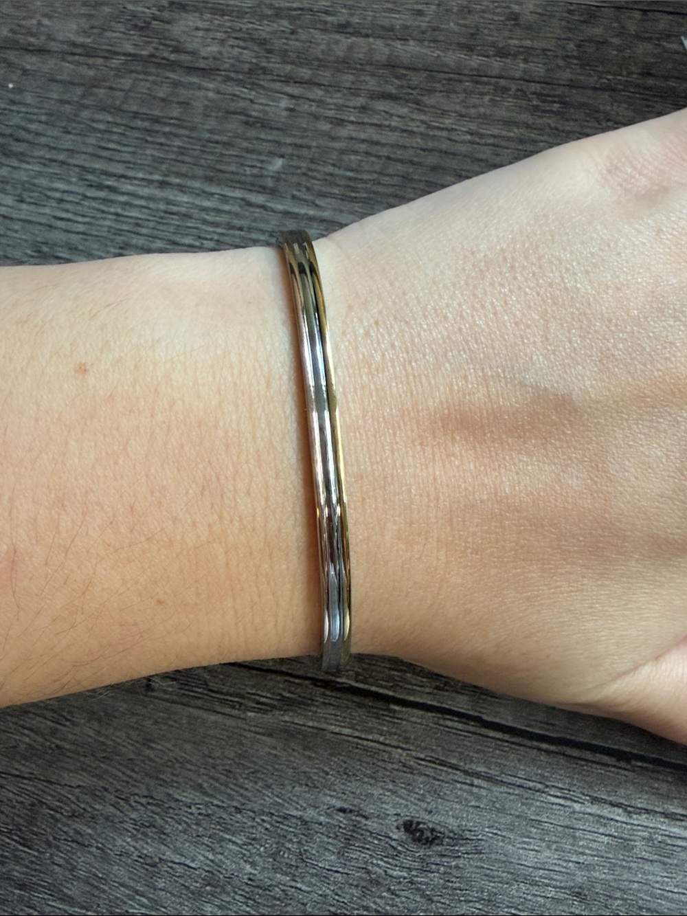 Stainless Steel Tri-Color Bangle Bracelet
